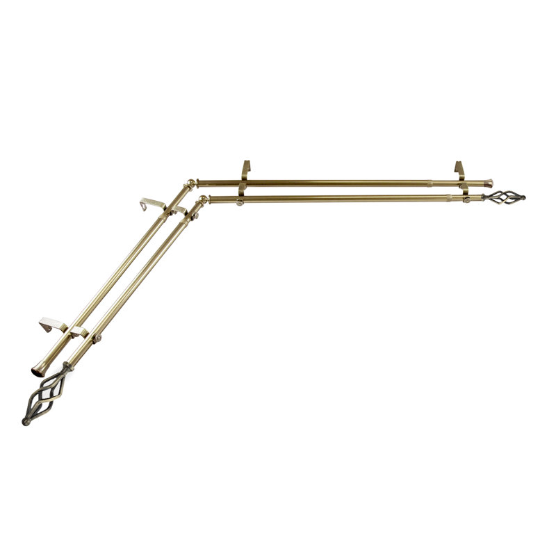 Tringle à rideaux double Andresen, L 66 po x l 120 po, Laiton antique