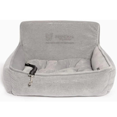  Pet Gear Luxury Quilted Bling Light Gray Dog Car Seat Bed - Large