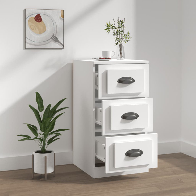 Sideboard Engineered Wood, Metal Small Sideboard, White