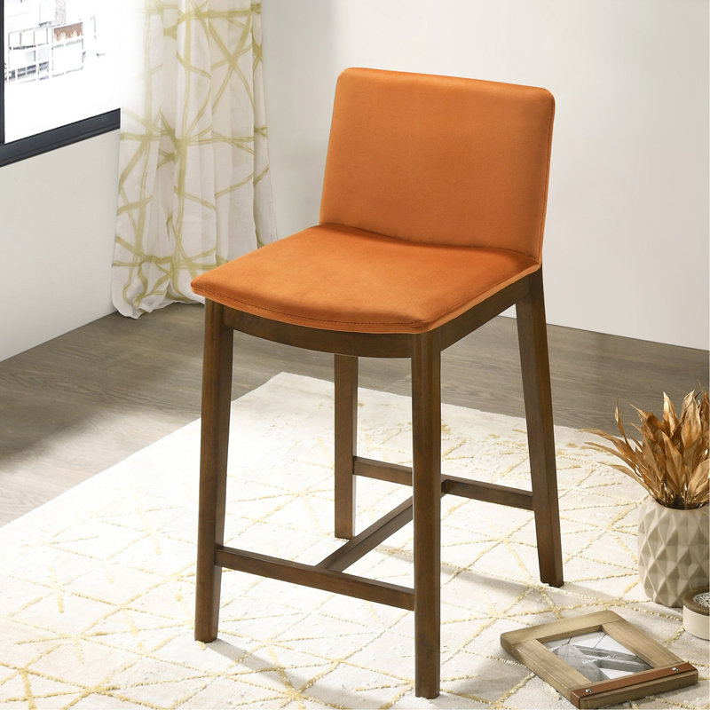 Shannon Counter Chair In Burnt Orange Velvet, Orange 