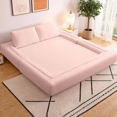 CenterStage 81" Convertible Sofa Bed, 3-in-1 Folding Floor Couch, Boneless Corduroy Sleeper Loveseat with Mattress & Pillows, No Assembly, High-Density Foam for Living Room, Bedroom