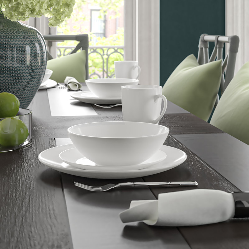 Tillman Ceramic Dinnerware - Set of 16, White