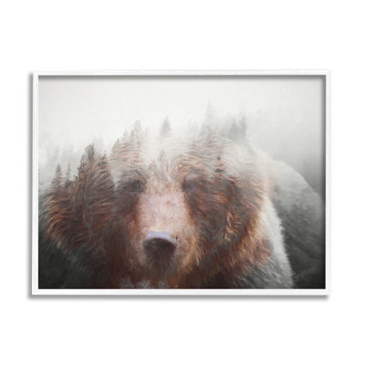 Abstrait, faune, ours brun, forêt brumeuse, forêt grise surdimensionnée, art numérique sur toile giclée par Daniel Sproul