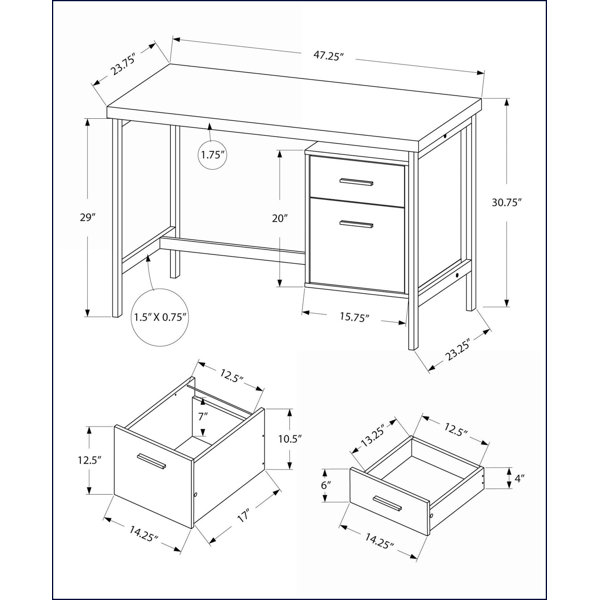 Latitude Run® Desks, 48” Contemporary Home Office Computer Desk with ...