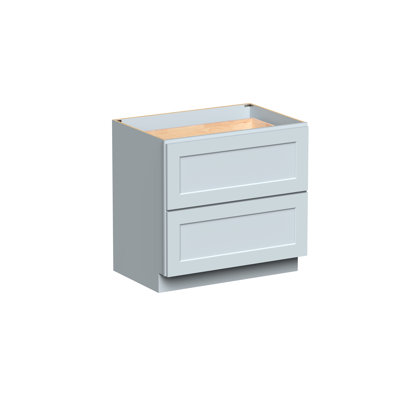 Armoire inférieure à 2 tiroirs DL Cabinetry (prête à assembler) de style Shaker l 36 po x H 34,5 po x P 24 po - gris tourterelle