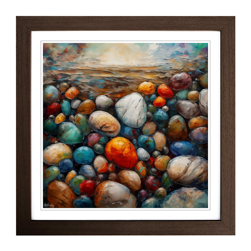 Pebbles Expressionism - Framed Print, Walnut