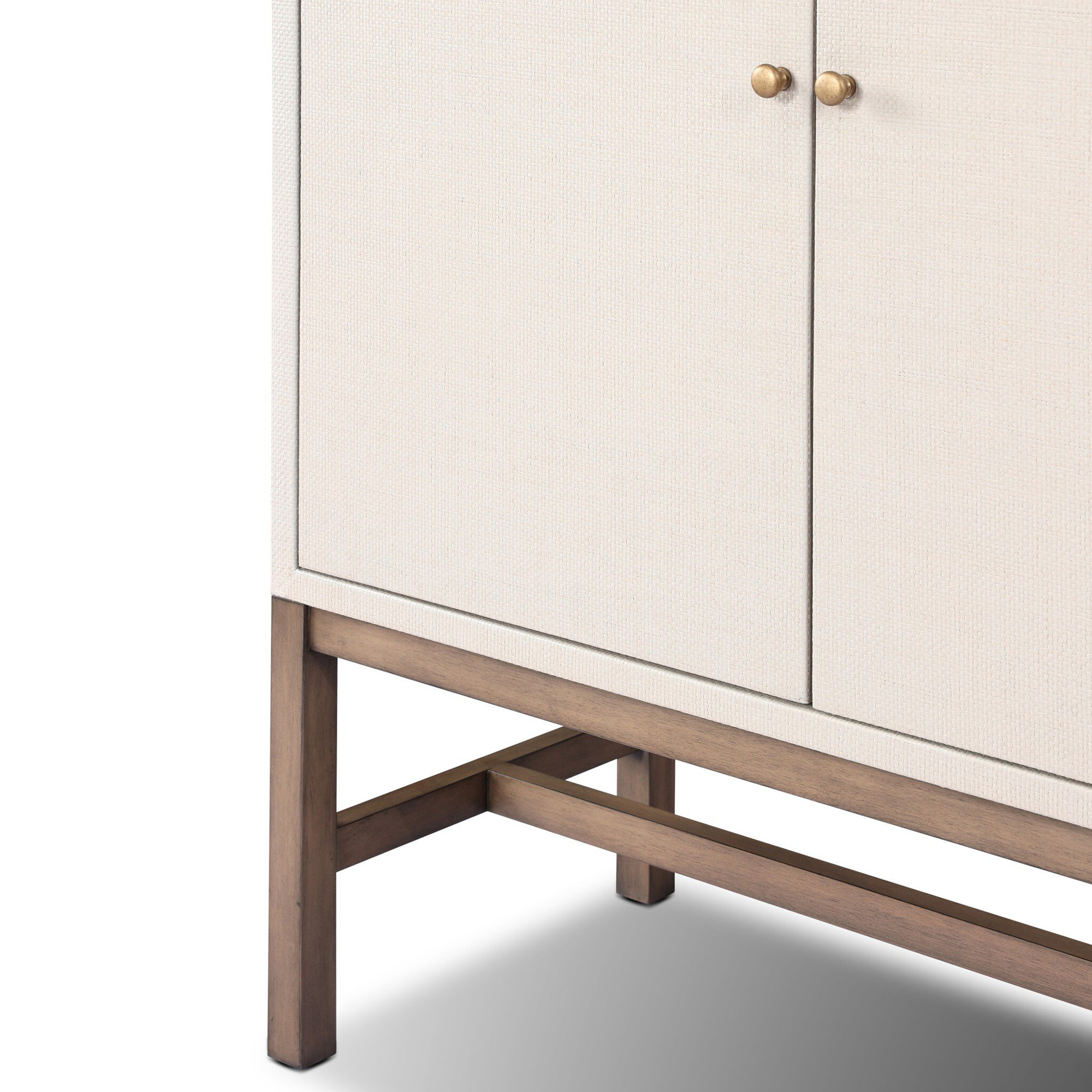 Hakana Bar Cabinet-Black Raffia, Ivory Painted Raffia
