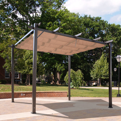 Outsunny Pergola with Retractable Shade Canopy, Aluminum