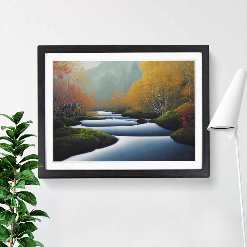 Ethereal Forest Stream - Framed Print, Black, 46cm H x 64cm W x 2cm D