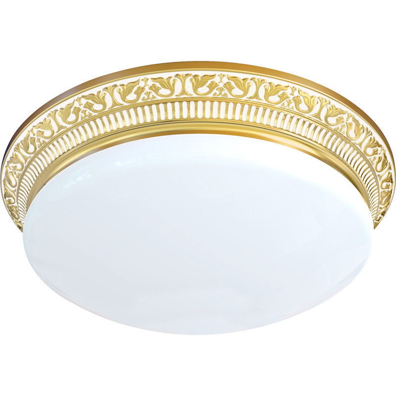 Fluellen Glass LED Semi Flush Mount, White Patina Gold
