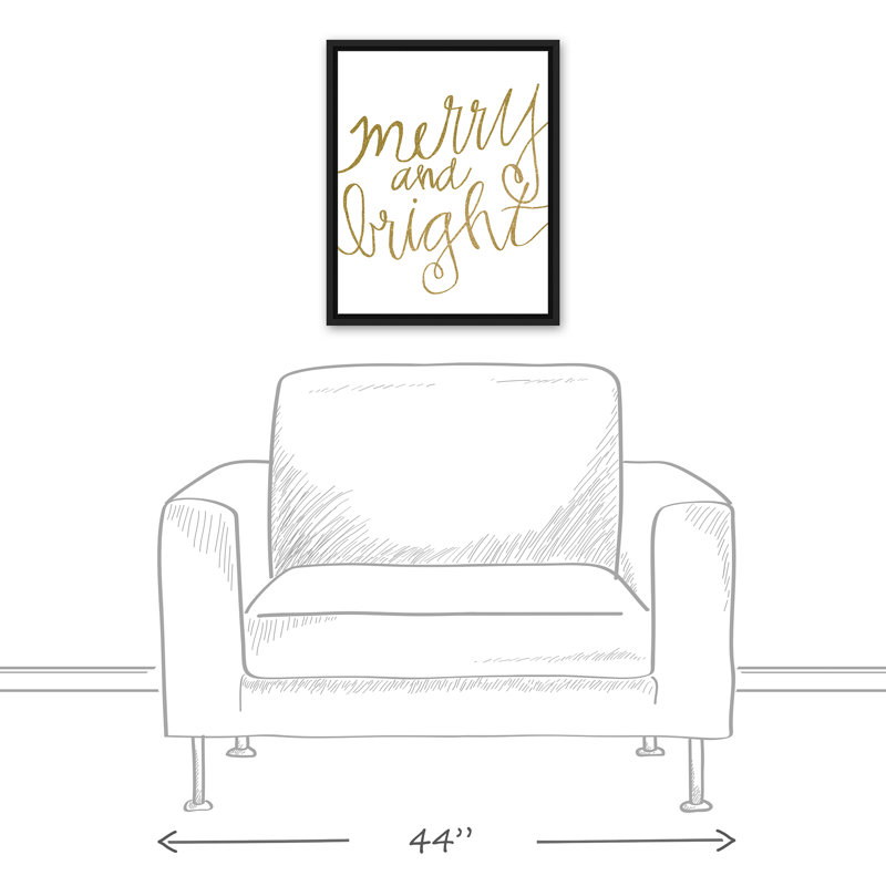 «Gold Merry and Bright», reproduction d'art textuel sur toile, H 21,75 po x l 17,75 po, Toile avec cadre
