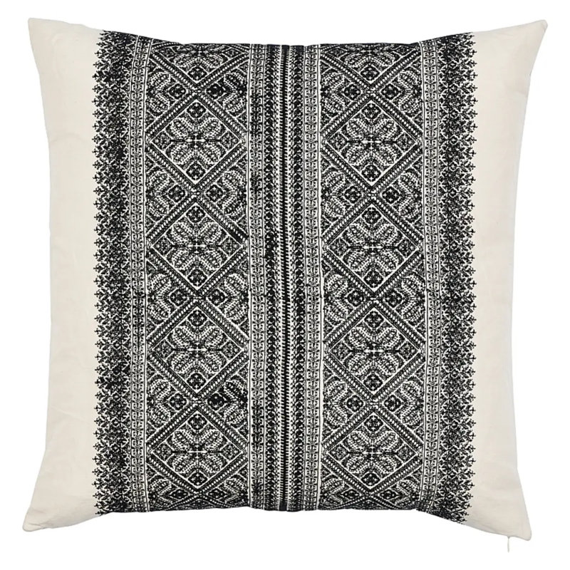 Toledo Embroidery Pillow, 22" x 22", Noir