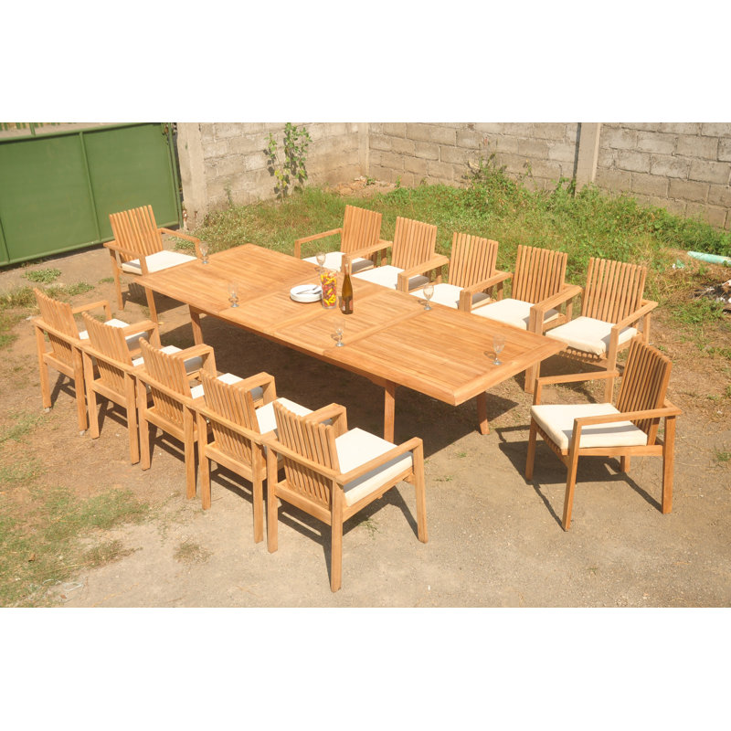 Ensemble de salle à manger rectangulaire en teck, 12, H 31 po x l 117 po x P 40 po