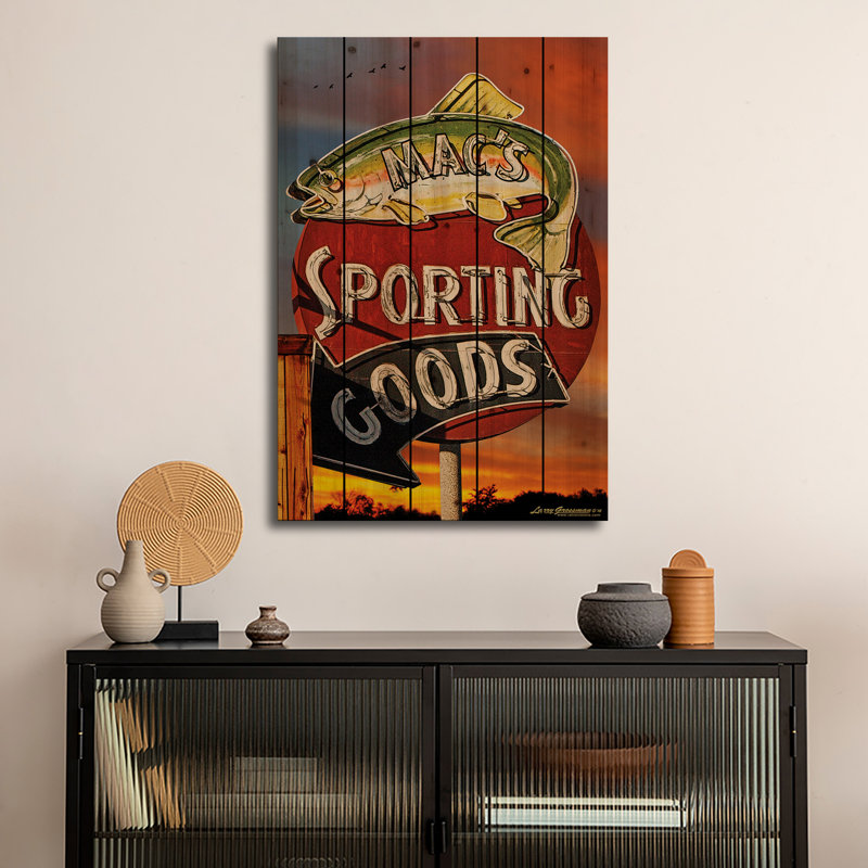 Impression d'art mural en bois - Articles de sport par Larry Grossman, H 26 po x l 18 po