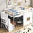 Twin Size Loft Bed With Fun Window And Staircase Storage, White - Wood Frame, Mattress , No Box Spring Storage Playful Stable Frame-1876853896