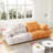 86.6" Two Seat Large Chair, Modern Gray & Yellow Velvet Upholstered, Surface, Eucalyptus Wood Big Triacetate Soft Touch,
