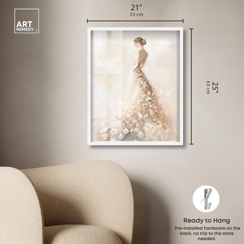 «Dreamscape of Ivory II Shadowbox Print» par Art Remedy, H 25 po x l 21 po, Blanc