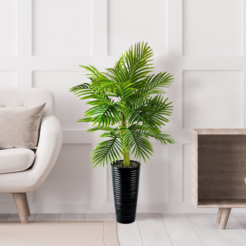 48'' Faux Palm Plant in Metal Pot Sol 72 Outdoor