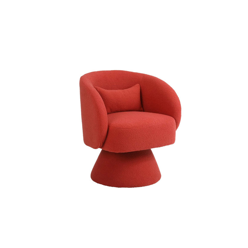 Huertes Upholstered Swivel Armchair, Red Fabric