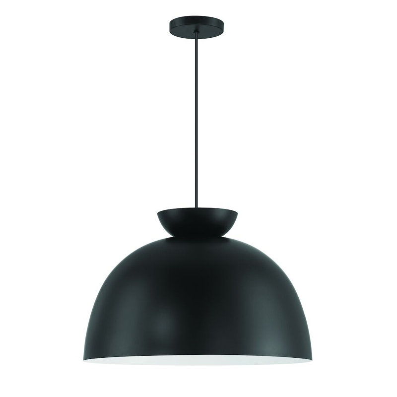Avey Single Light Metal Pendant, 13.25" H x 20" W x 20" D, Flash Black
