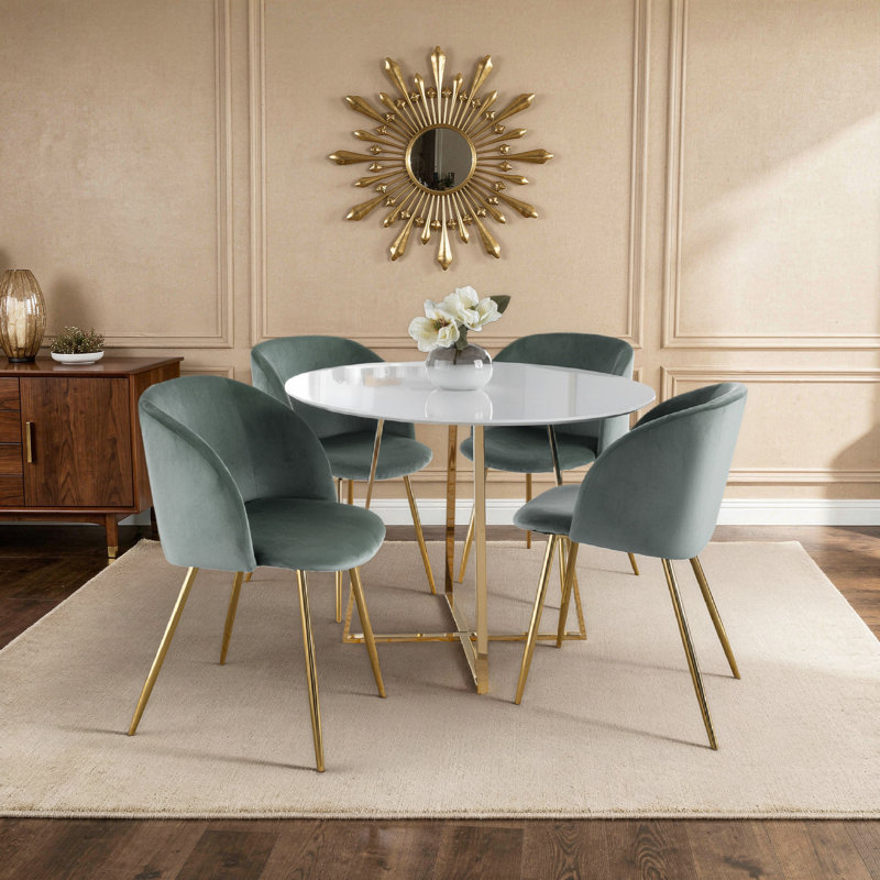 Terrance 18.5'' H Velvet Upholstered Parsons Chair, Sage Green, Gold