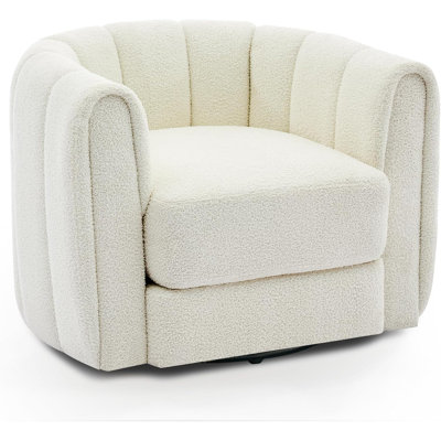 Fauteuil pivotant à 360°, fauteuil rembourré avec dossier rayé et rembourrage moelleux pour salon