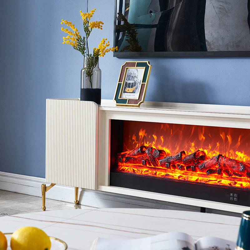Meuble télé avec foyer en bois massif, H 23,62 po x l 70,87 po x l 12,99 po