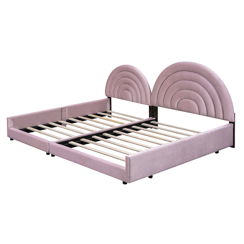 Upholstered Velvet Scalloped Bed