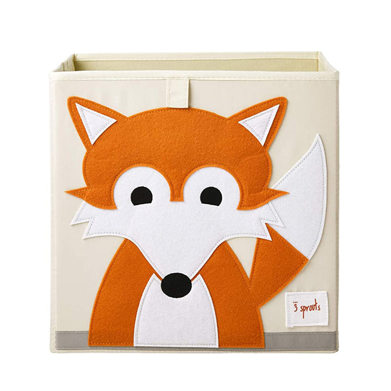 Orange Fox Foldable Fabric Storage Cube for Kids