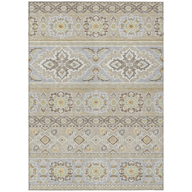 Machine Washable Indoor/Outdoor Chantille ACN2677 Tribal Rug, Beige, 2'6" x 3'10"