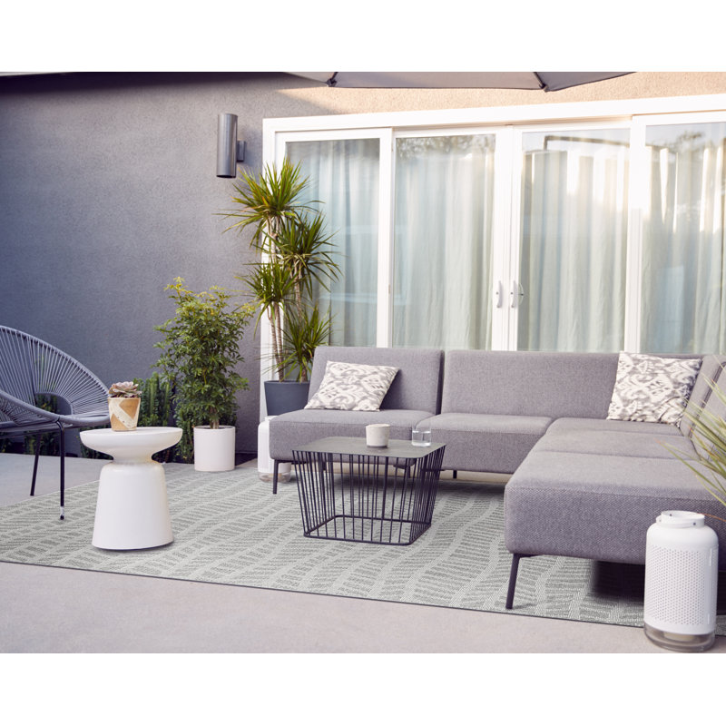 Tapis gris à tissage plat abstrait Arleon, Rectangle 8 pi x 10 pi
