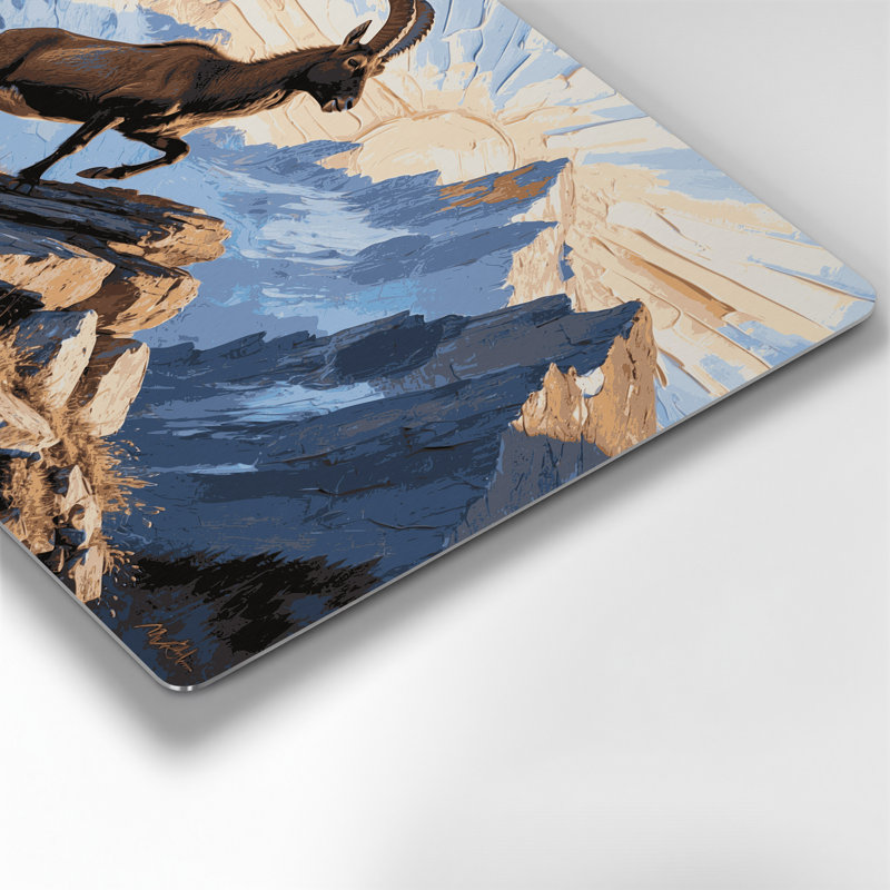 Faune, bouquetin gris, art mural en métal, H 11 po x l 14 po