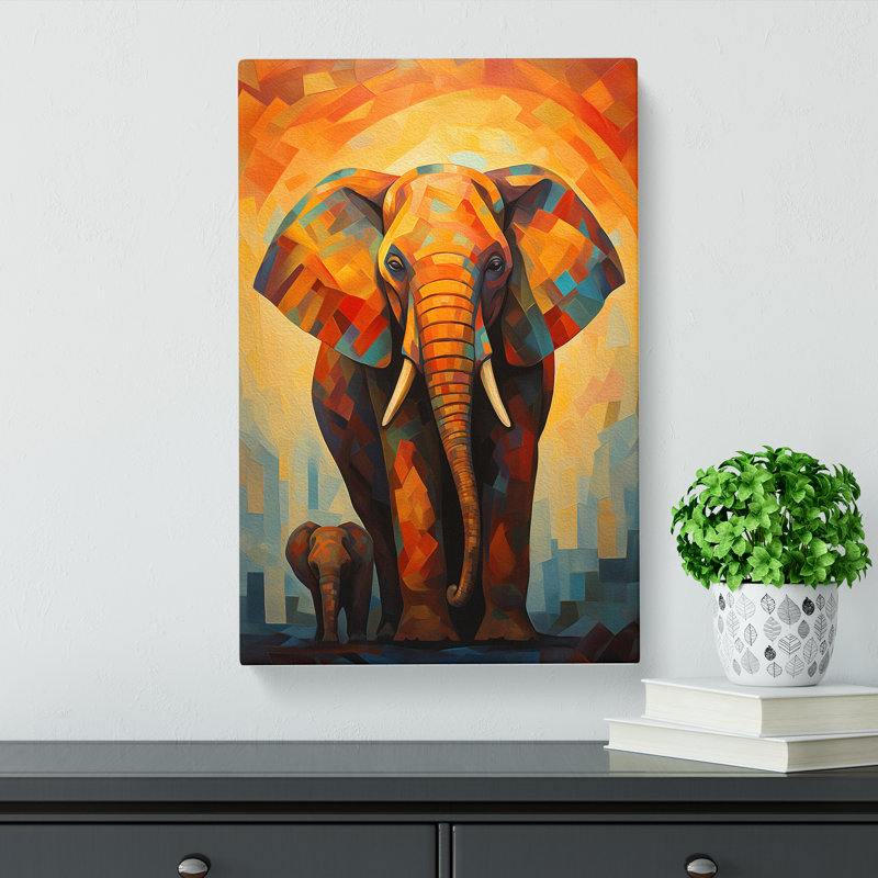 Elephant Cubism No.2 - Wrapped Canvas, 50cm H x 35cm W x 3cm D