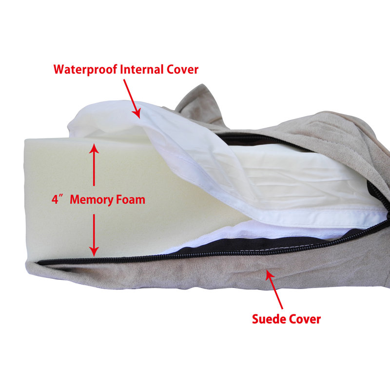 Medium Khaki Orthopedic Memory Foam Pet Bed with Waterproof Cover