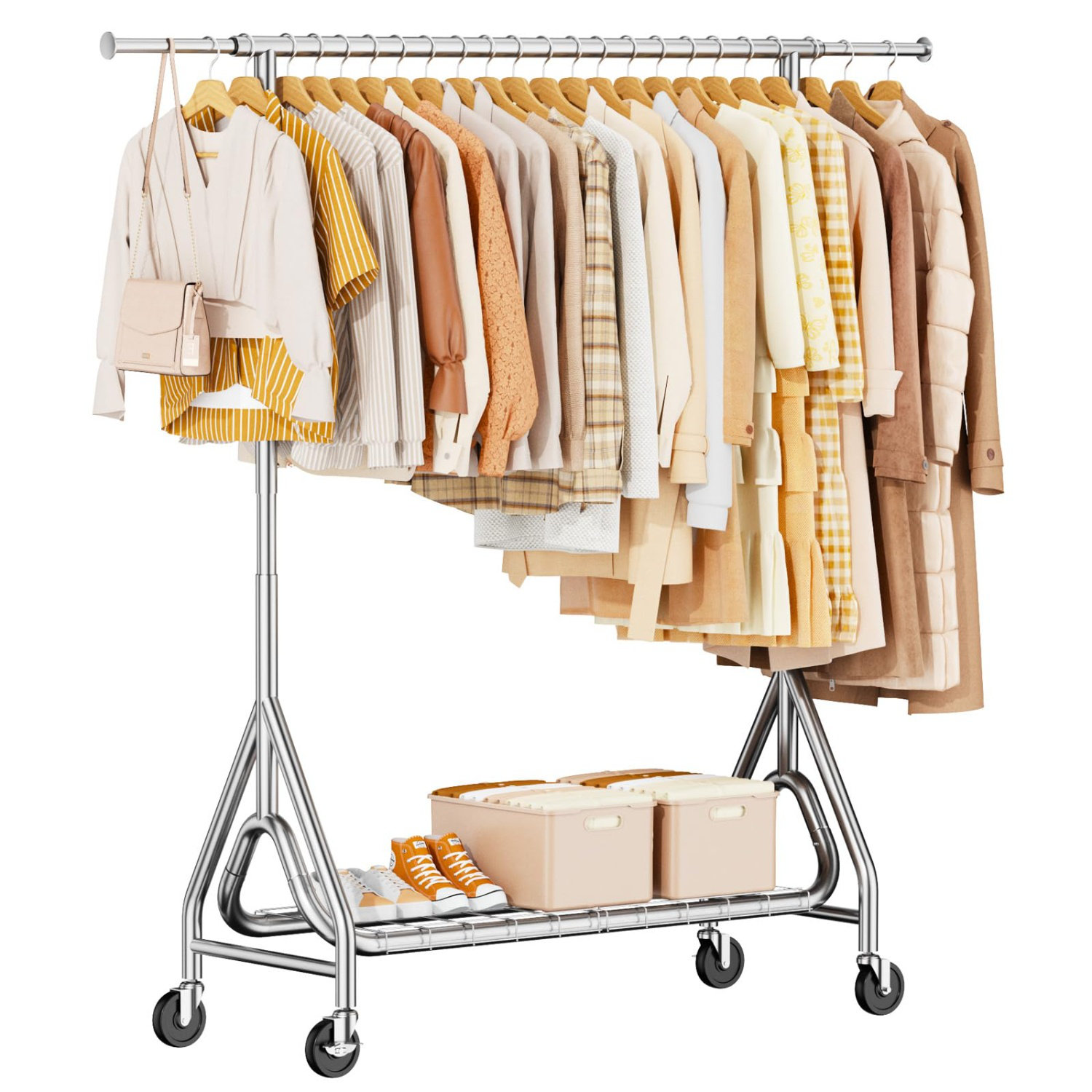 Rebrilliant Heavy Duty Clothing Rack, Metal Clothes Rack Load 450 LBS ...