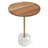 Becker 15"W Solid Acacia Wood Modern Round Side Table with Antique Brass Stem and Marble Base