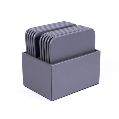 Square 10 Piece Coaster Set With Holder