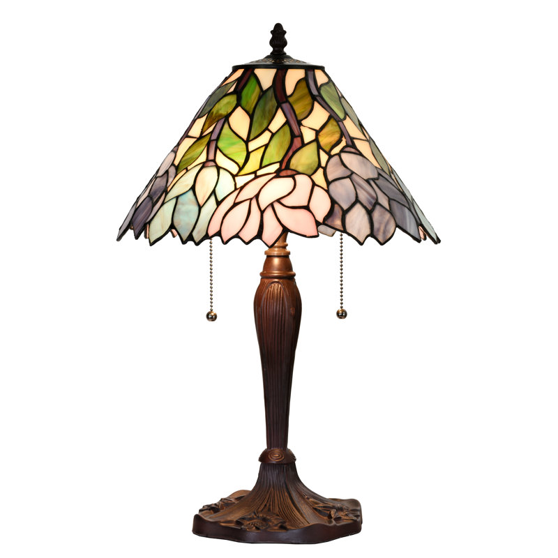 Multicolor Stained Glass and Bronze Tiffany Style Table Lamp