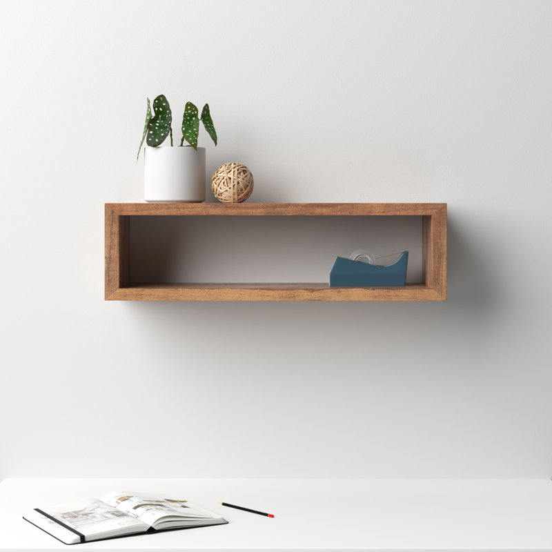 Robin Solid Wood Floating Shelf, Rustic Brown, 8" H x 30" W x 8" D