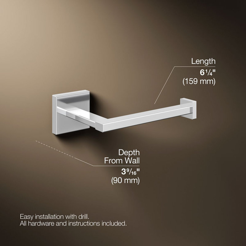 Square Toilet Tissue Holder, Polished Chrome