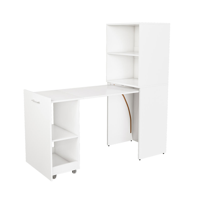 49.6''  Extendable Computer Desk with Wheels, White