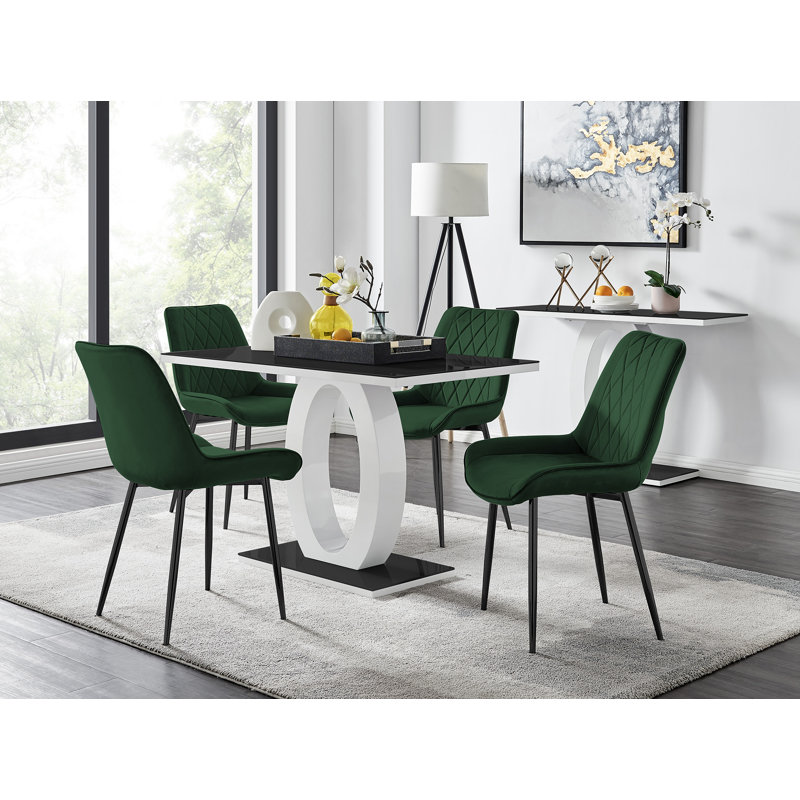 4 - Person Dining Set, Green/Black