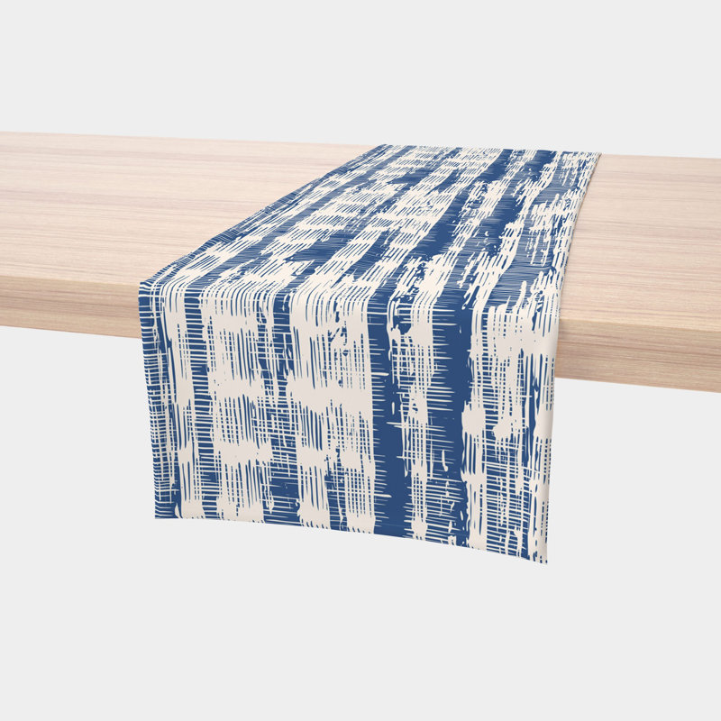 Table Runner, 100% Cotton, 16X108", Blue Batik Stripe, 72" x 16"