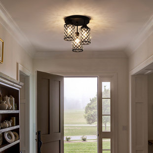 3-light Crystal Ceiling Light, Black Crystal Chandelier For Kitchen Entryway Bedroom Hallway