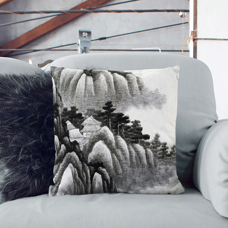 Abstract Square Throw Cushion, White, 55cm H x 55cm W x 20cm D