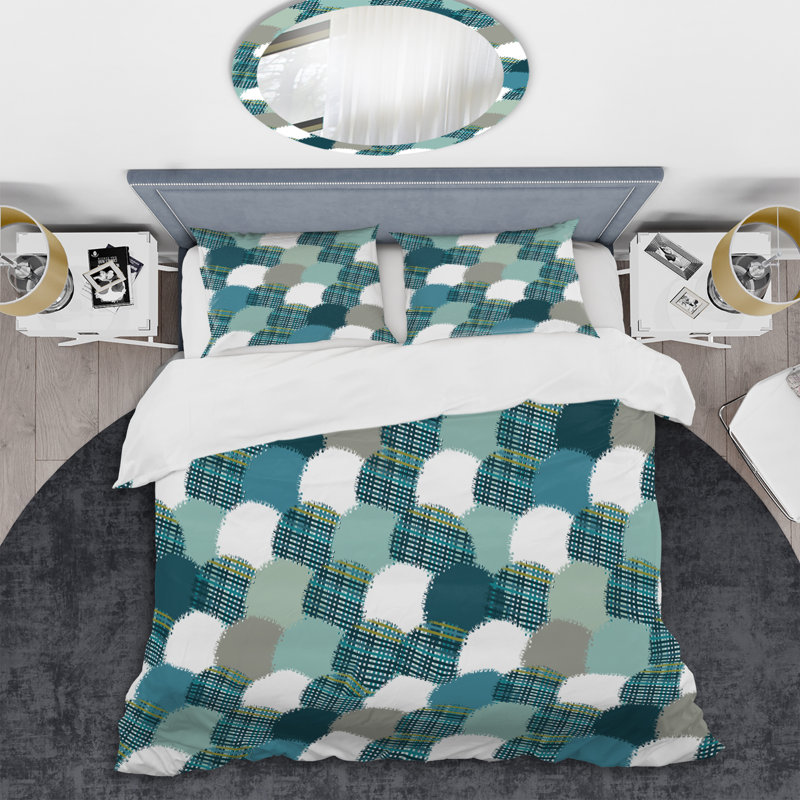Ensemble de housse de couette en microfibre vert / blanc 2 pièces, Housse de couette pour très grand lit et 2 très