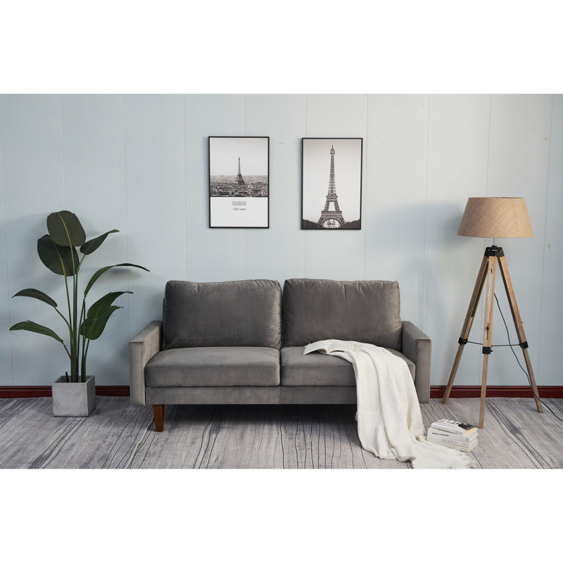 Faites l'expérience du confort en gris: rembourrage en mousse, revêtement en microfibre douce, coussin d'assise à base en bois robuste, pieds et pieds luxueux