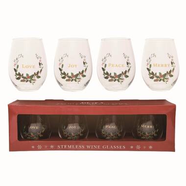 Lenox Holiday 4-Piece Stemless Wine Glasses 