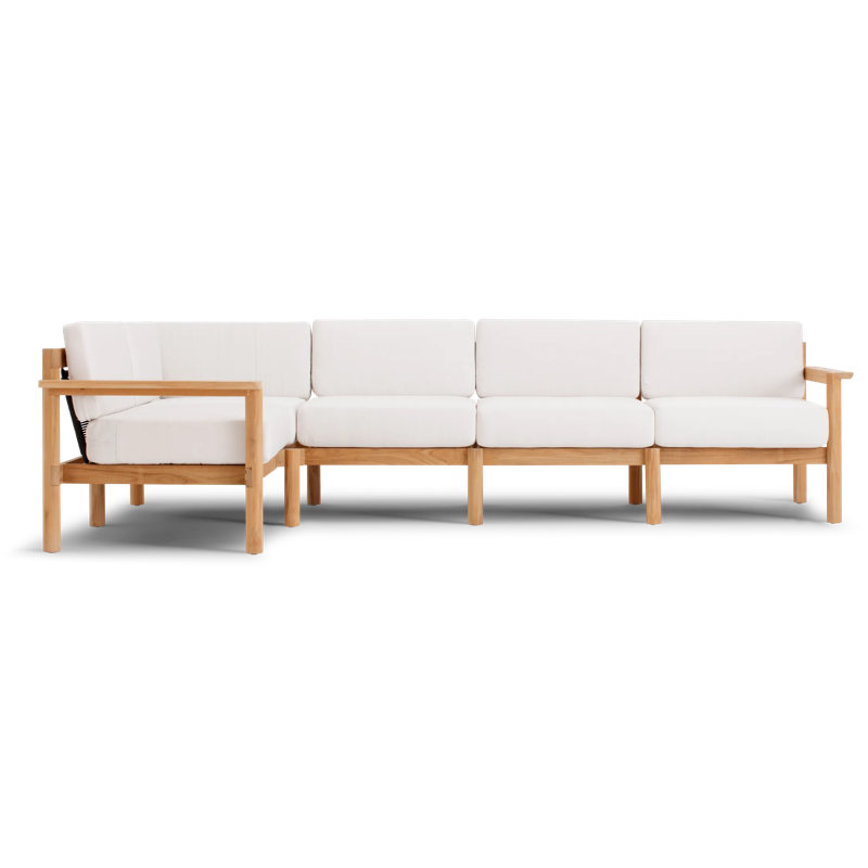 Haven 114'' Wide L-Shaped Teak Patio Sectional with Sunbrella® Cushions, Sunbrella Canvas