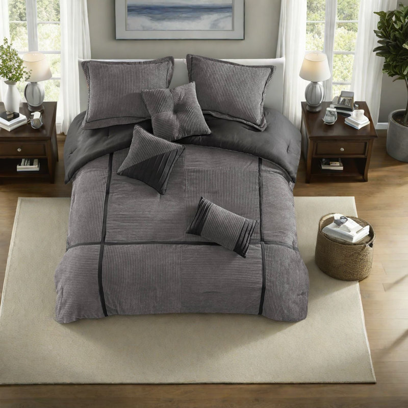 Ensemble de literie luxueux en micro velours côtelé de polyester, confort moderne pour la maison